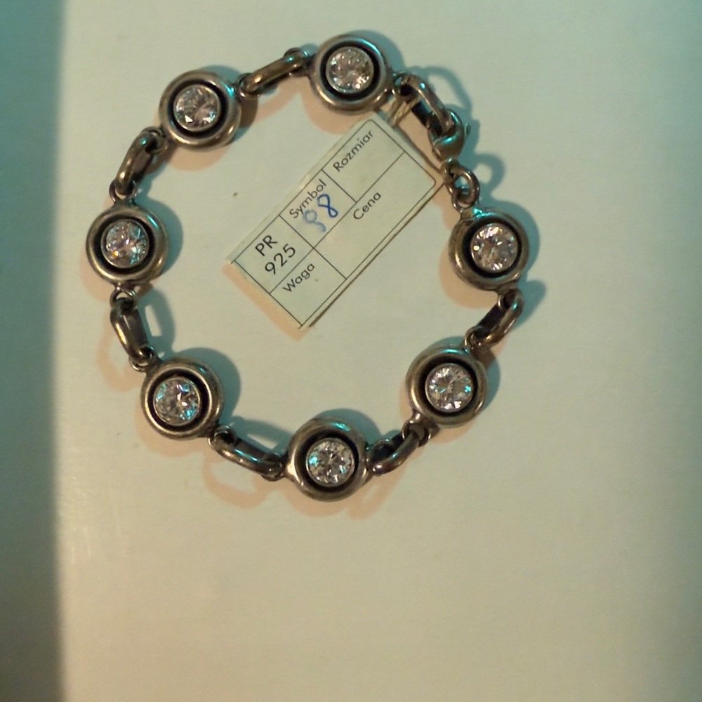 Vintage Sterling Silver Bracelet with Crystal Accents